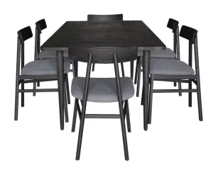 VI Patchwood Timber Framed Dining Table with 6 Chairs Set thumbnail 1