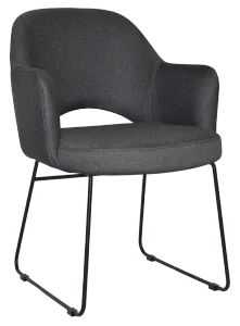 EZ Albury Black Metal Sled Base Upholstered Hospitality Dining Armchair thumbnail 18