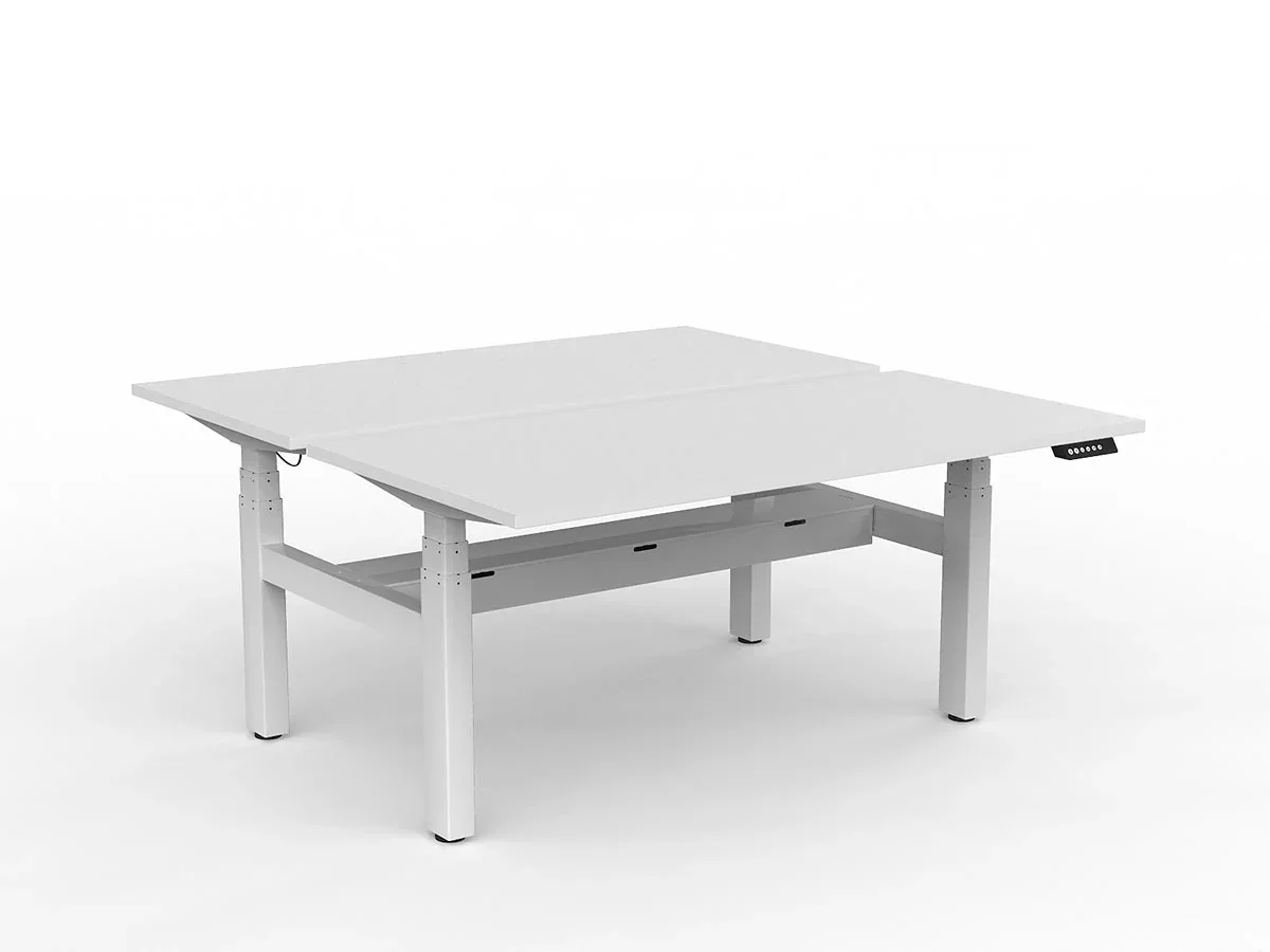 OL Agile Motion+ Electric Height Adjustable Shared Desk – White Top White Frame
