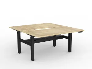 OL Agile 2 Column Electric Height Adjustable Shared Desk Oak Top Black Frame thumbnail 16