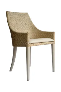CR Georgia Timber Framed Rattan Back Fabric Seat Dining Chair thumbnail 9