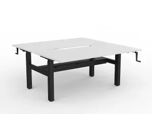 OL Agile Winder Height Adjustable Shared Desk – White Top with Black Frame thumbnail 12