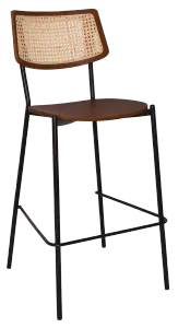 EZ Texas Metal Leg Rattan Back Barstool - Light Walnut thumbnail 9
