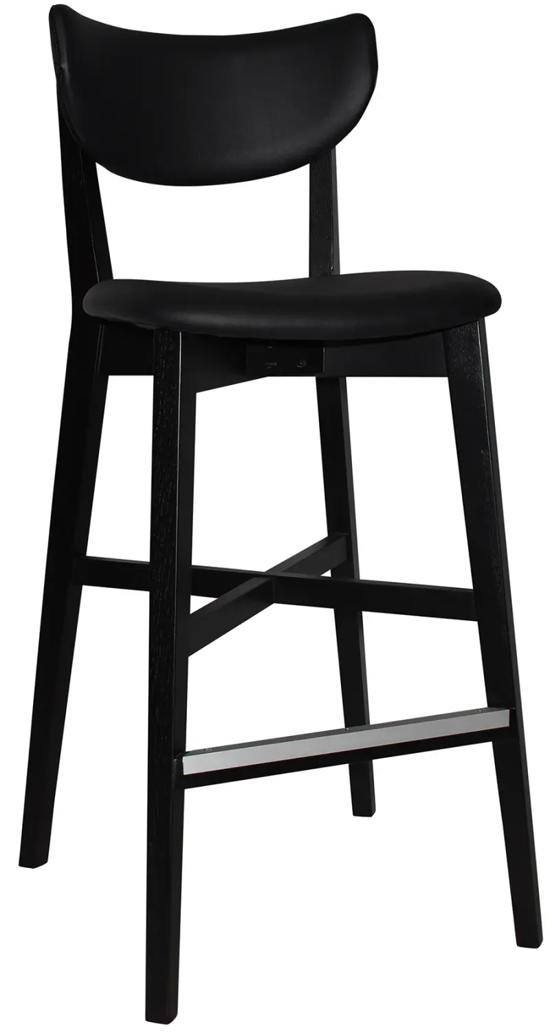 EZ Rialto Solid Timber Framed Black Vinyl Seat and Back Barstool