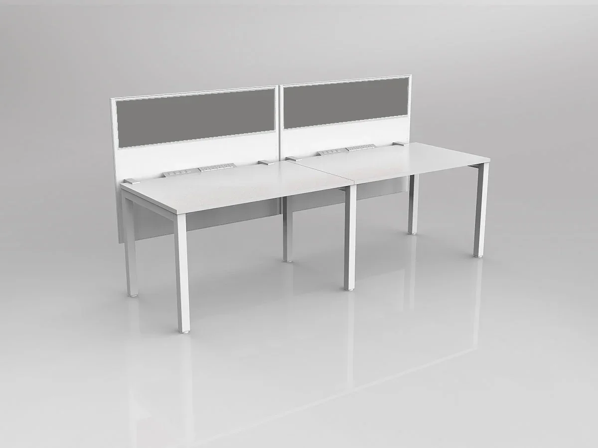OL Axis 2 User Single Sided Workstation with Hung Screen - Splice Fabric