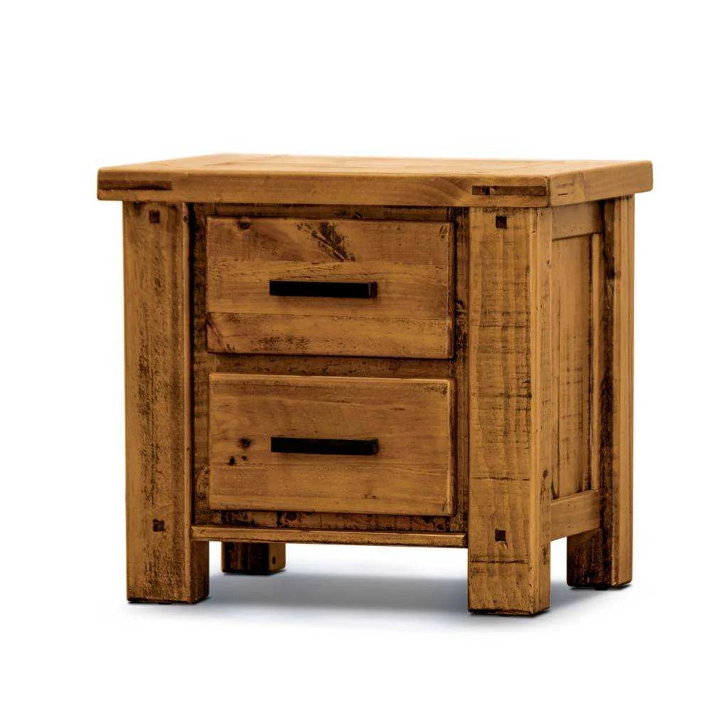 VI Outback Solid Timber 2 Drawer Bedside Table