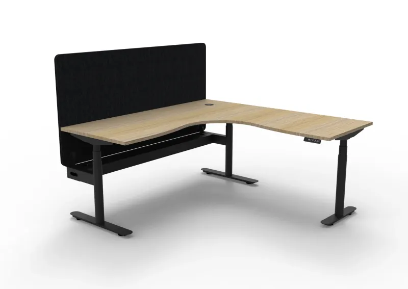 RL Halo Plus Height Adjustable Corner Workstation with Black Eco Panel Screen