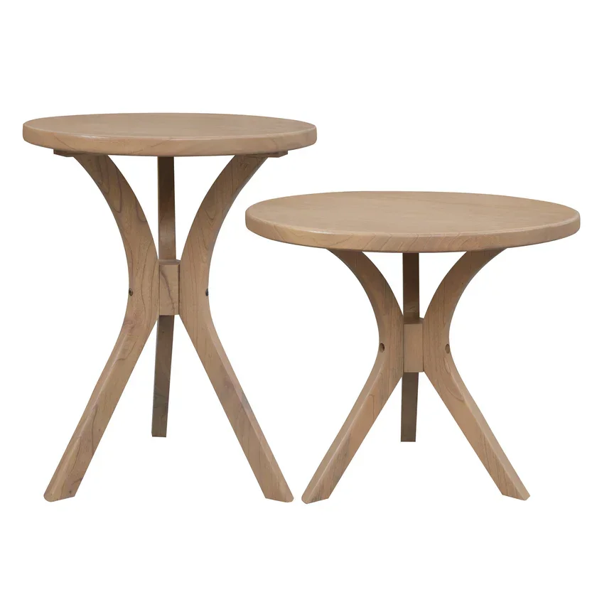 CT Gatsby Solid Timber Round Side Table - Set of 2