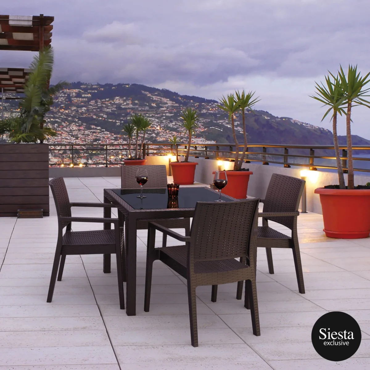 FL 5 Piece Outdoor Dining Table Setting with Ibiza Arm Chair