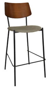 EZ Texas Black Metal Leg Barstool with Light Oak Veneer Back thumbnail 9