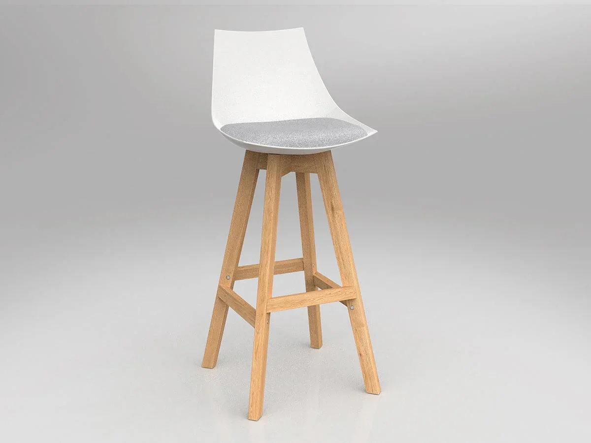 OL Luna Oak Timber Leg White Shell Barstool