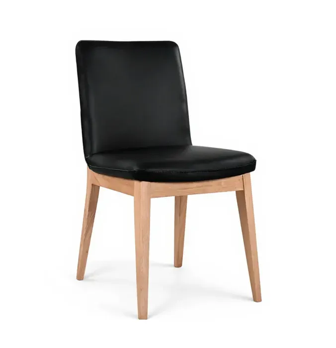 MD Bright Timber and Leather Chairs -Black & Cognac