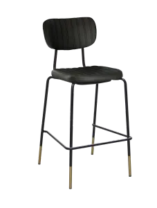 FL Tiramisu Vinyl Upholstered Black Frame Brass Tips Hospitality Barstool thumbnail 2