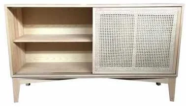 MF Bahamas Solid Oak Timber 2 Rattan Sliding Door 3 Drawer Buffet