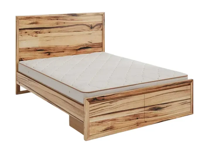 MD Bright Solid Timber King Bed with 2 Bedend Drawers