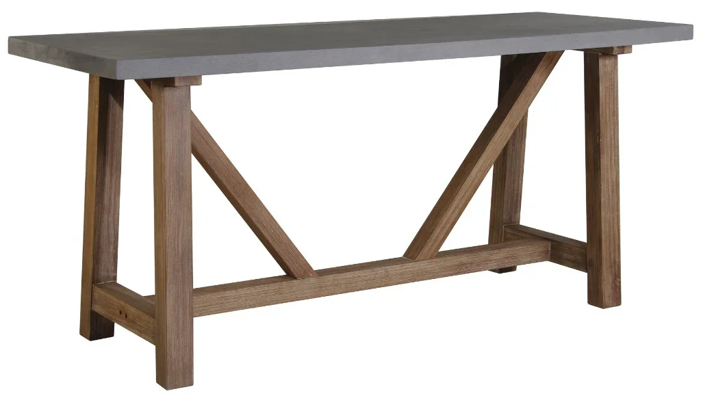 VI Estrella Timber Leg Polycement Top Outdoor Bar Table