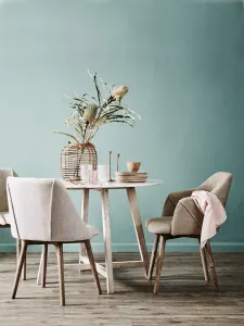 SH Indii Marble Top Timber Legs Round Dining Table thumbnail 2