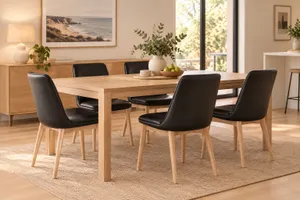 MD Novart Timber Leg Genuine Leather Upholstered Dining Chair thumbnail 2