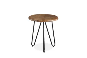 VI Library Rustic Look Metal Leg Round Side Table thumbnail 1