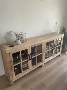 MF Recycled Elm Timber Sideboard with 4 Glass Doors thumbnail 3
