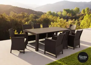 FL 9 Piece Vegas Outdoor Extendable Dining Table Setting with California Armchair thumbnail 1