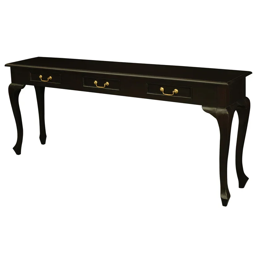 CT Queen Anne Solid Timber 3 Drawer Sofa Table