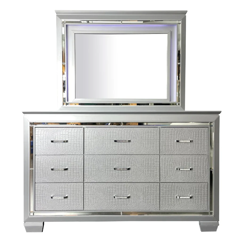 VI Veronica Timber Framed 9 Drawer Dressing Table with Mirror