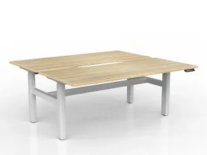 OL Agile 2 Column Electric Height Adjustable Shared Desk Oak Top White Frame thumbnail 2