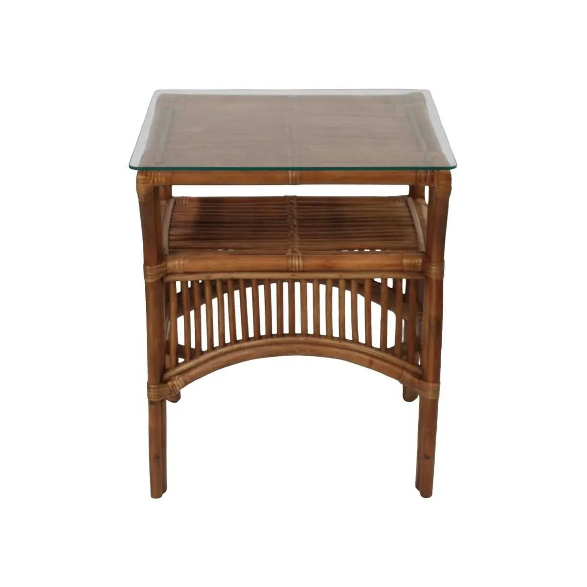 CR Atrium Rattan Side Table with Glass Top