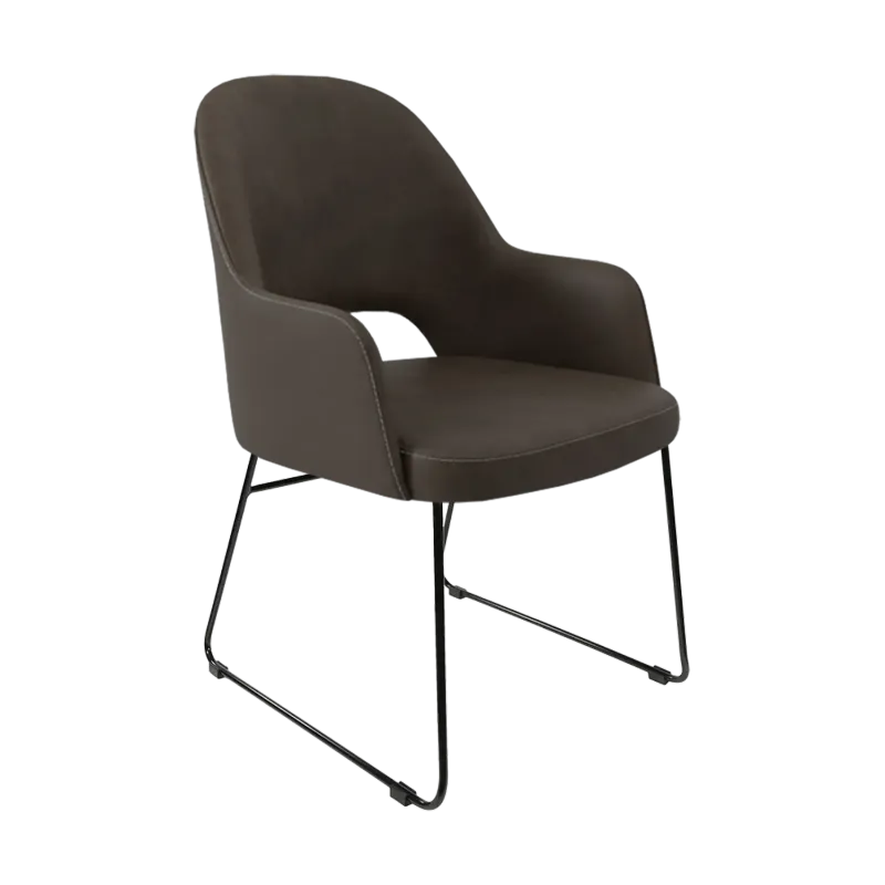 FL Orleans Upholstered Aluminium Sled Base Hospitality Dining Armchair