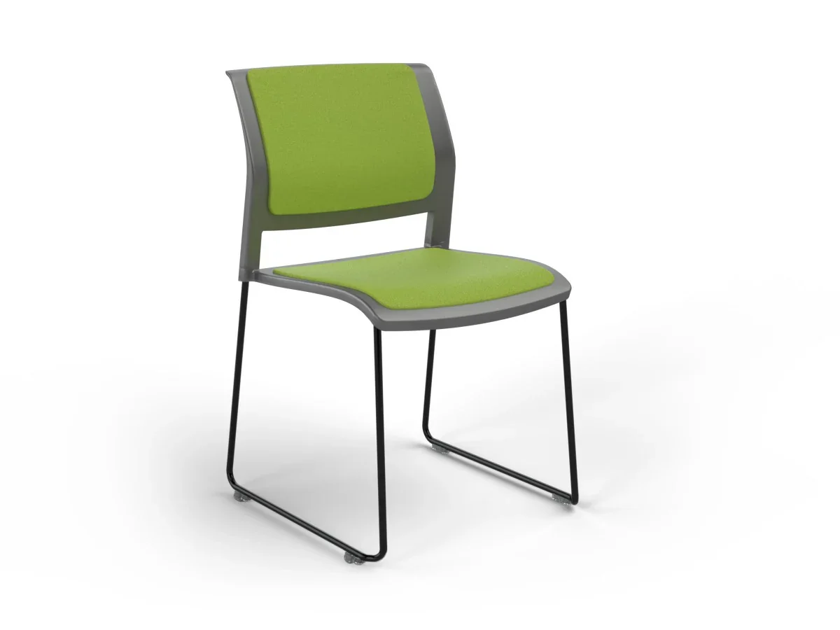 OL Game Fabric Upholstered Hospitality Stacking Chair - Charcoal Shell