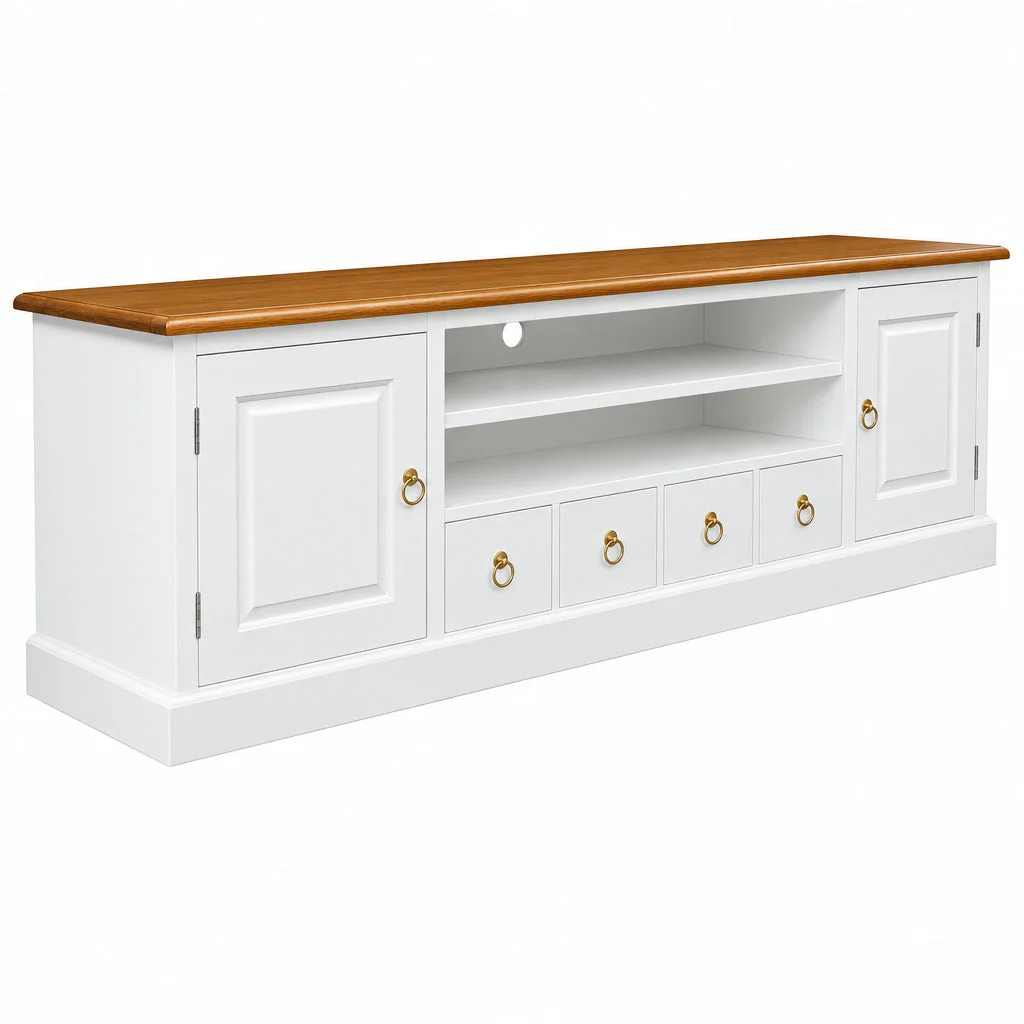 CT Tasmania Solid Timber 2 Door 4 Drawer Entertainment Unit