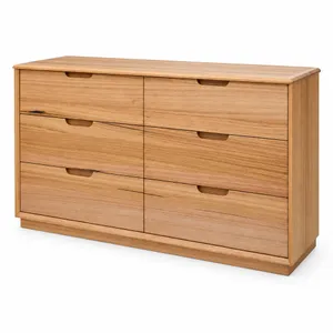 MD Deluxe Solid Timber 6 Drawer Low Chest of Drawers thumbnail 1
