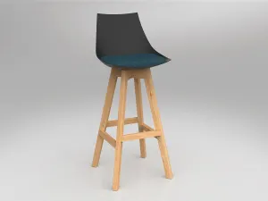 OL Luna Black Barstool with Oak Timber Legs thumbnail 10