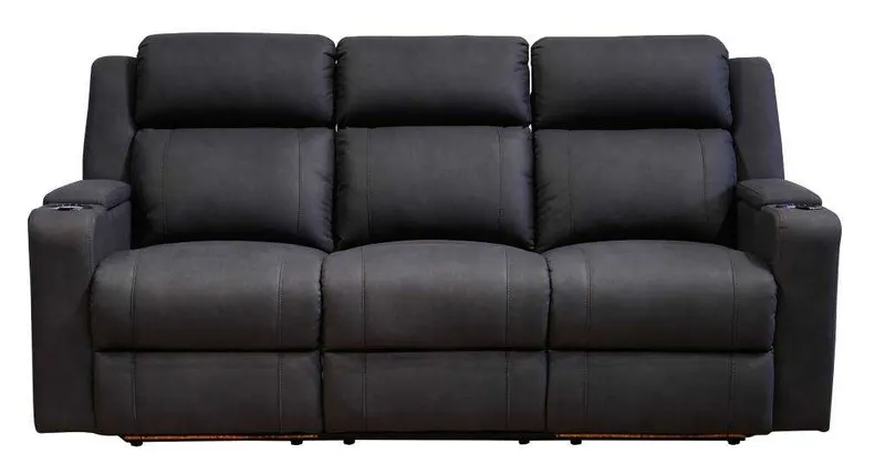 VI Academy Fabric 3 Seater Recliner Lounge with Multimedia Dropdown
