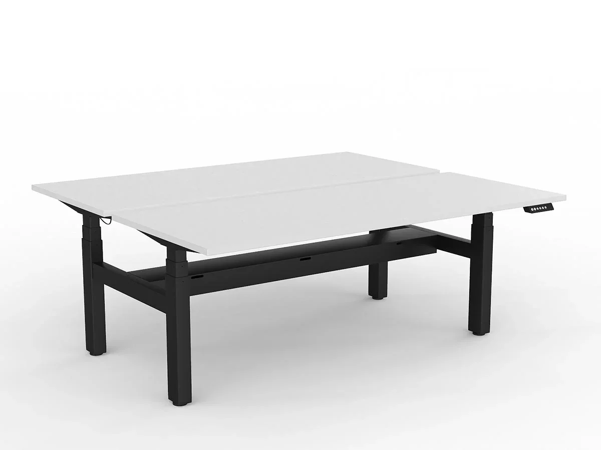 OL Agile Motion+ Electric Height Adjustable Shared Desk – White Top Black Frame