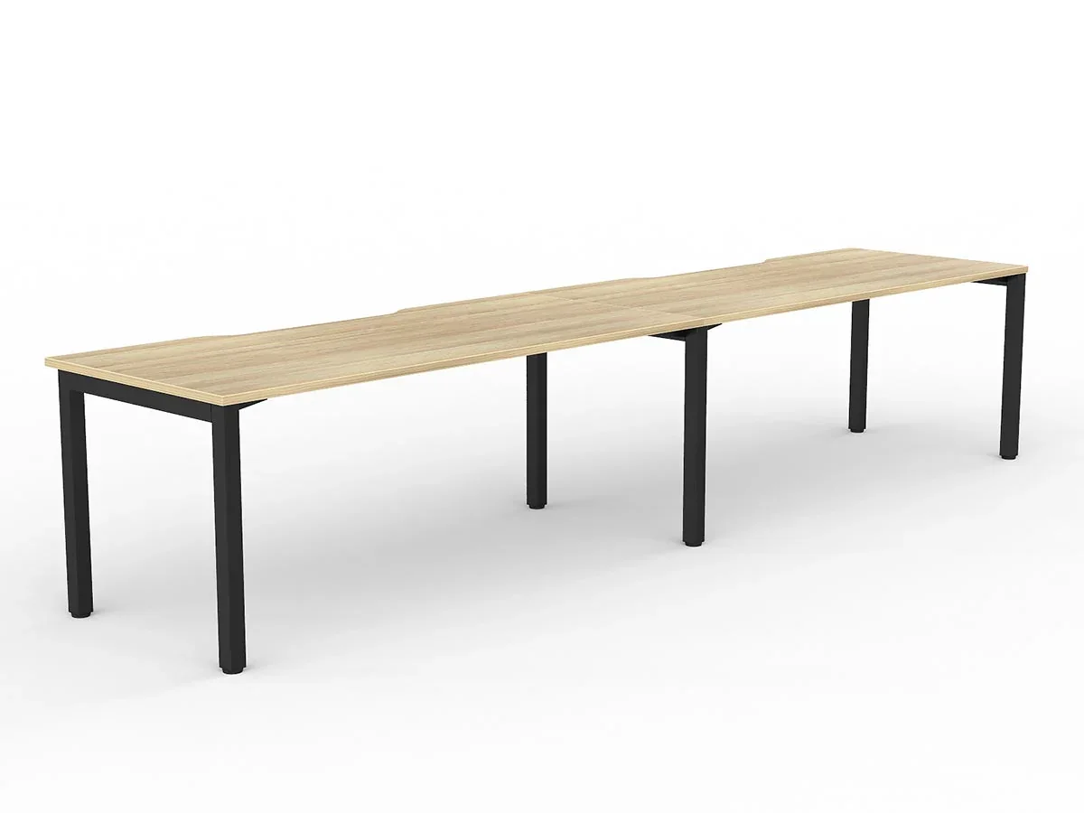OL Axis 2-User Single Sided Desk – Oak Top Black Frame