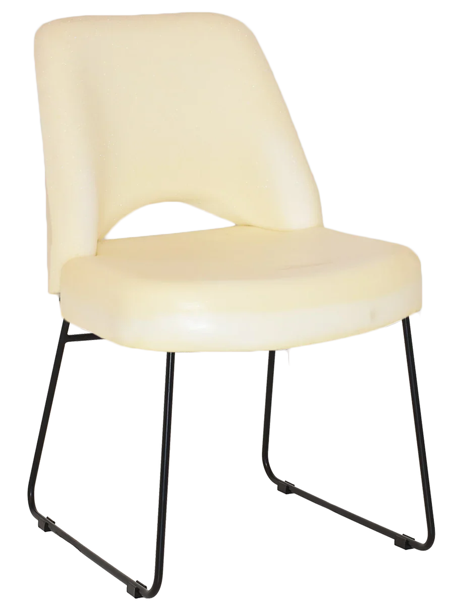 EZ Albury Black Metal Sled Base Upholstered Hospitality Dining Chair