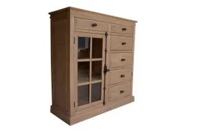 VI Provincial Solid Timber 6 Drawer 1 Glass Door Tallboy thumbnail 2