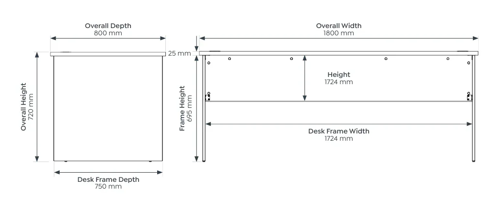 OL AltoSystem Straightline Desk – Oak