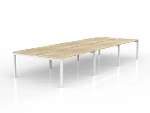 OL Axis 6-User Double Sided Workspace – Oak Top with White Frame thumbnail 9