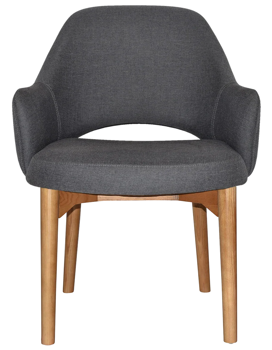 EZ Albury Solid Oak Stained Timber Upholstered Hospitality Dining Armchair - XL