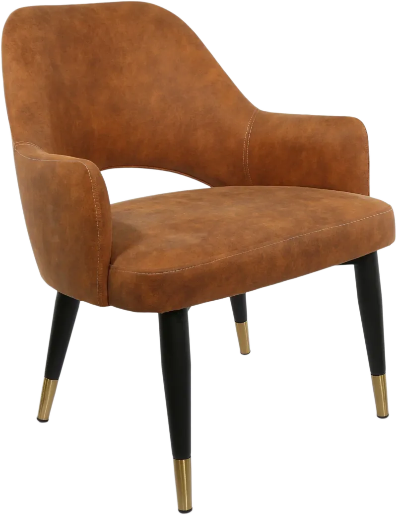 FL BonBon Vinyl Upholstered Black Metal Legs Brass Tips Hospitality Chair