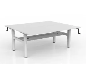 OL Agile Winder Height Adjustable Shared Desk – White Top with White Frame thumbnail 9