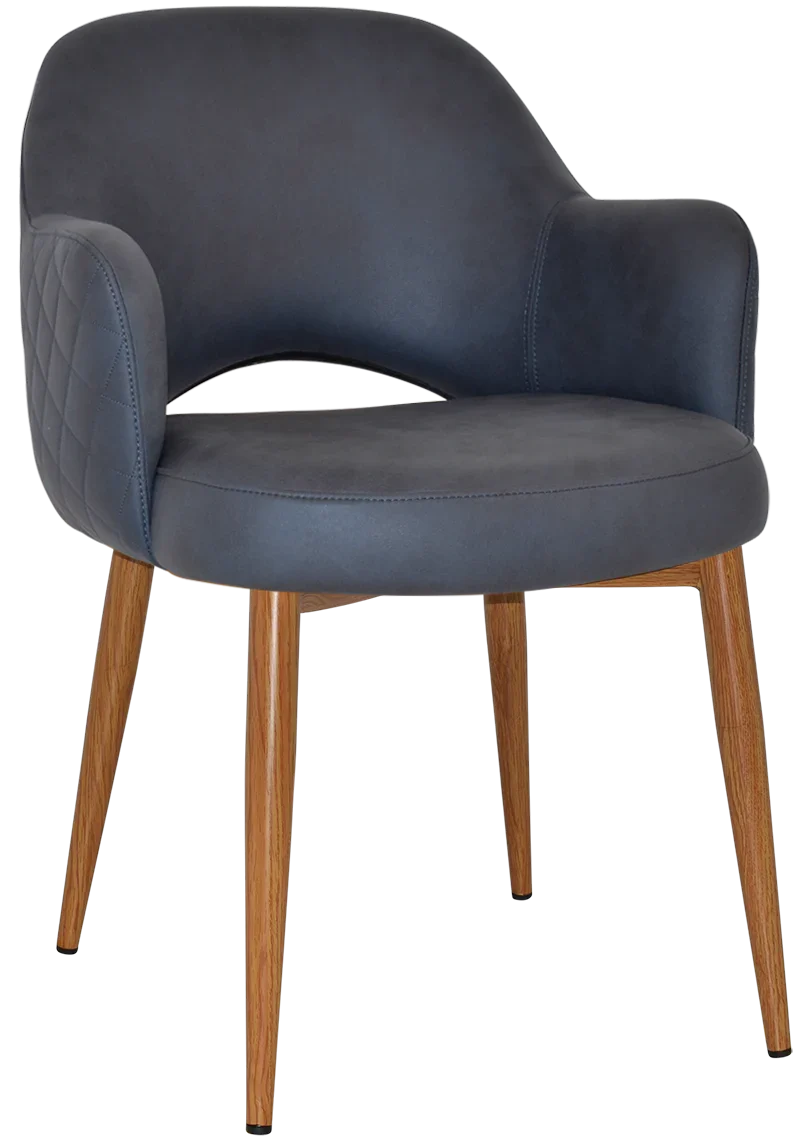 EZ Albury Oak Colour Metal Leg Upholstered Hospitality Dining Armchair
