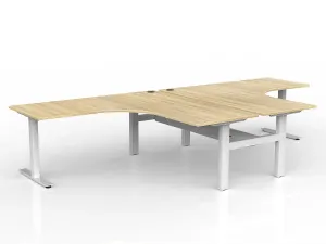 OL Agile 90° Shared Workstation – Oak Top With White Base thumbnail 1