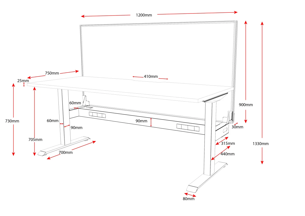 RL Boost Static Single Sided Workstation with Aluminium Framed Screen