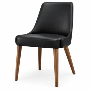 MD Picasa Timber Leg Genuine Leather Upholstered Dining Chair thumbnail 1