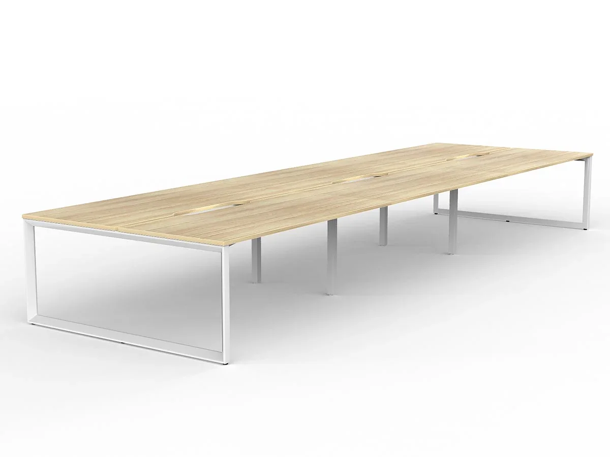 OL Anvil 6-User Double Sided Workspace – Oak Top with White Frame