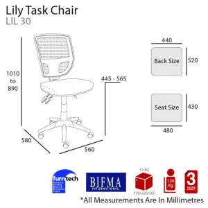 MA Lily Chrome Based Mesh Back Task Chair thumbnail 3